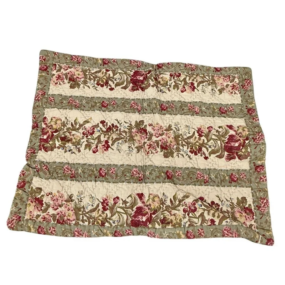 LL BEAN Quilted Pillow Sham Green Floral Rustic Farmhouse Standard Pillowcase Co